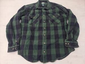 Guide Series Mens Size XLT Flannel Heavy Button Up Plaid Green Blue Flannel